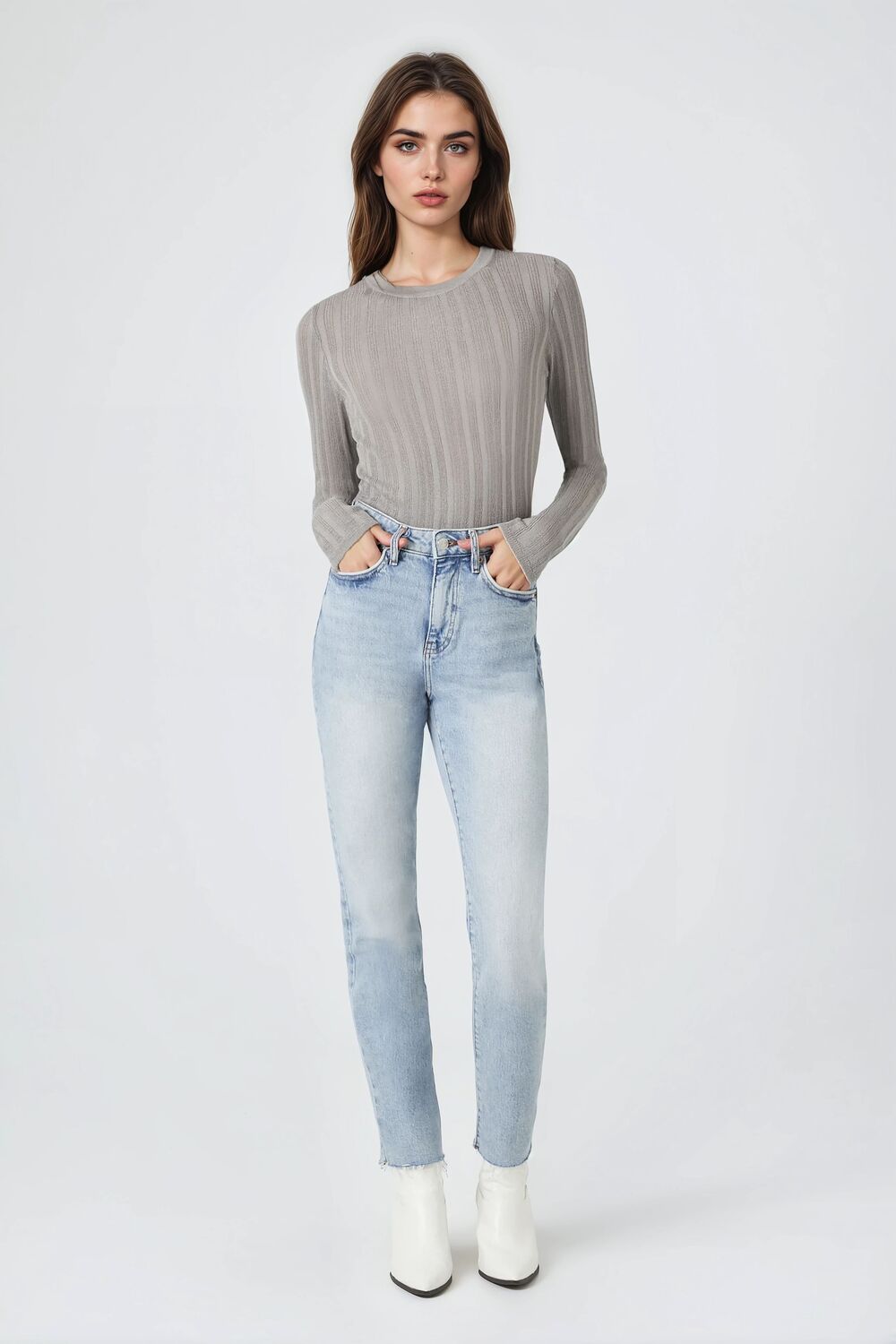 Fitted Ribbed Knit Sweater